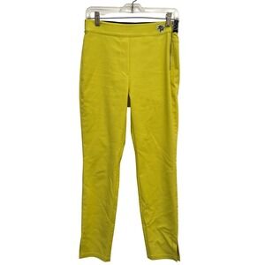 Marc Cain Sport Pants Womens N2 US 4/6 Neon Yellow Stretch Side Zip Bee Patch